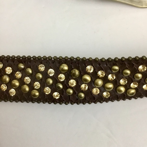 Brown Genuine Leather Studded Belt Womens size SM - Picture 7 of 8